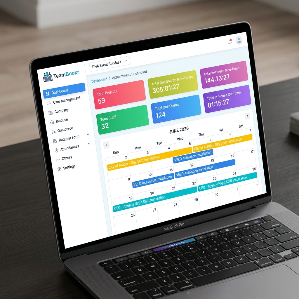 TeamBookr Dashboard on Laptop